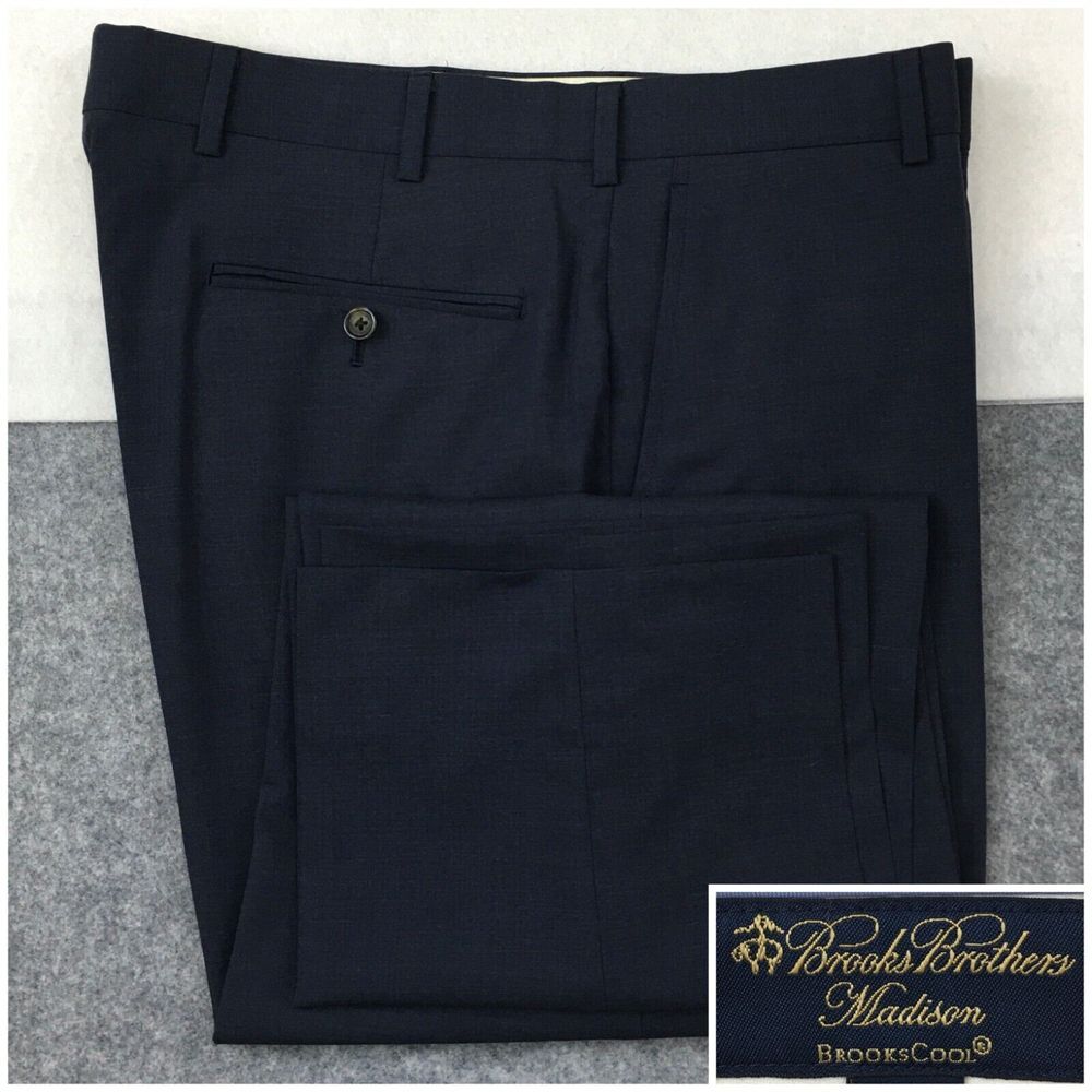 Brooks Brothers Mens Dress‎ Pants Flat Front Wool Casual Trousers Size 36 x 29.5